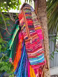 Image 6 of 2 Frill sari Bohemian Back Pack with adjustable leather strap