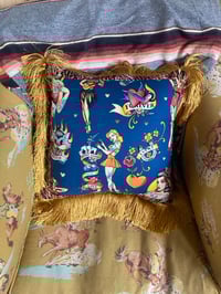 Image 8 of blue Pinup Girl with tiger print Cushion cover