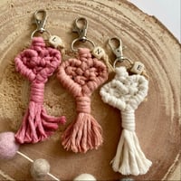 Image 1 of Macrame Heart Initial Keychain 