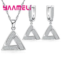 Image 1 of Fashion Shining Style Irregular Modeling Triangel Shape Wedding Jewlery Set For Women  Silver Neckla