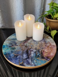 Image 2 of 14" Lazy Susan Turntable Epoxy Resin Art 'The Nine of Swords' 