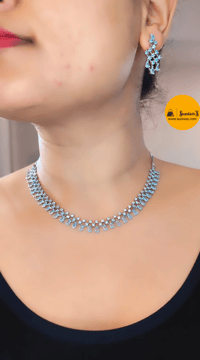 Image 1 of Usha- Simple yet Beautiful American Diamond Necklace Set