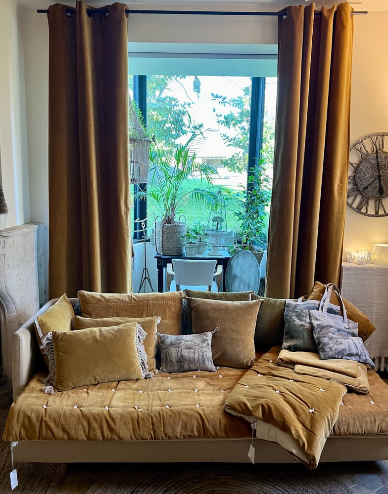 Image of -50% LA PAIRE de Rideau doublé en Velours Tabac 135 x 250 cm 187,50€ au lieu de 375€