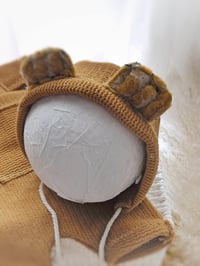 Image 2 of Newborn Photo Prop Set | Mini Rug | romper for Photoshoot | bear bonnet | heart | mustard