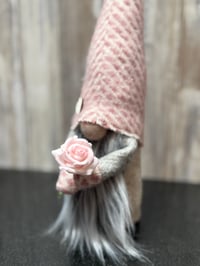 Image 2 of Dusky pink Lambswool Wee Rose Gnome