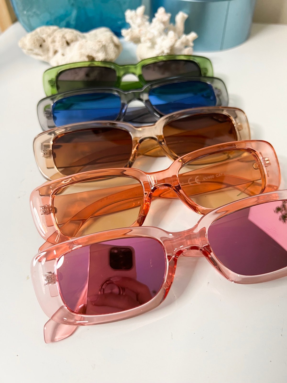 813018 candy color square sunglasses female color transparent