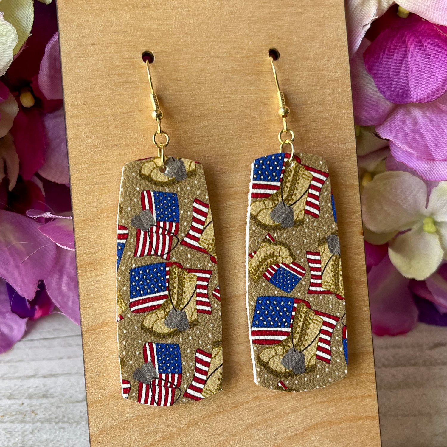 Military Boots Bar Drop Faux Leather Earrings