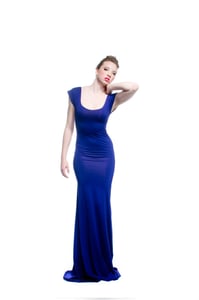 Image of Body Con Scoop Neck Maxi with Cap Sleeves
