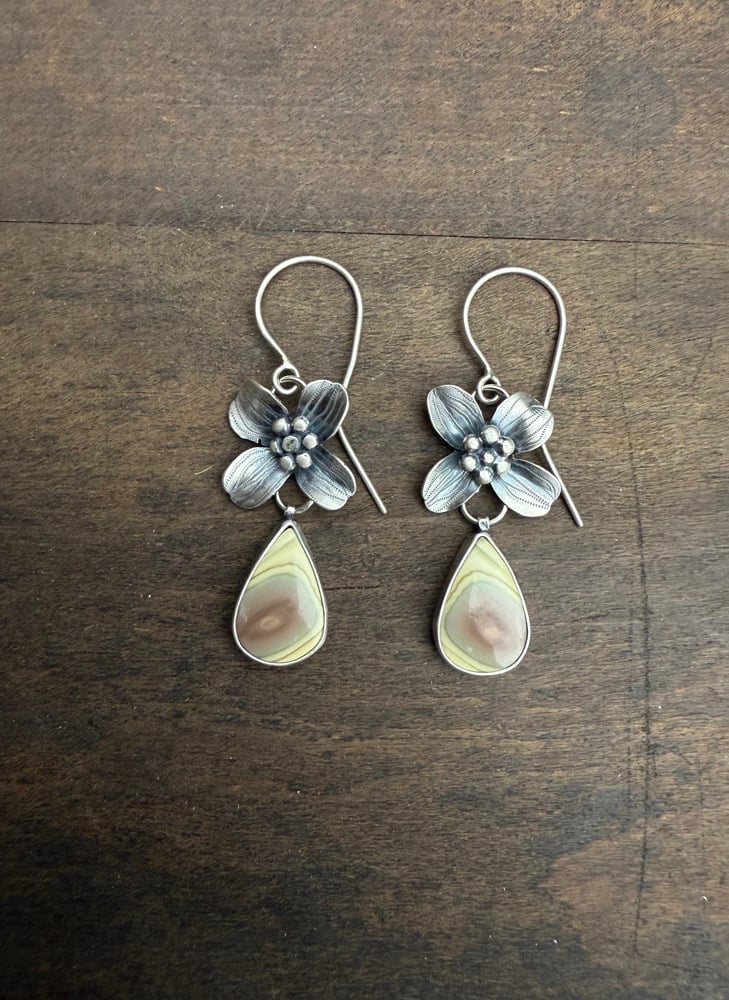 Image of Dogwood Flower Imperial Jasper Dangle Earrings