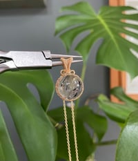 Image 1 of Gold Black Rutile Sphere Crystal Necklace