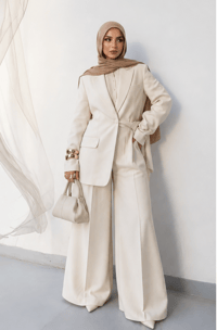 ENSEMBLE BLAZER CEINTURÉ & PANTALON LARGE