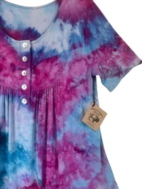 Image 2 of S Luxe Knit Babydoll Top in Raspberry Watercolor Ice Dye