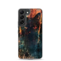 Image 3 of Dark Goth Black Cat With Orange Clear Case for Samsung®