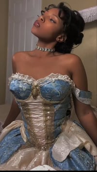 Image 4 of Blue Royalty Handmade Bridgerton-Inspired Corset Dress | One-of-One Regency Couture Gown