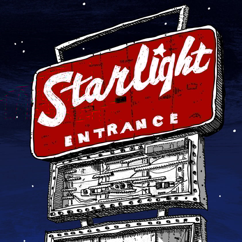 Starlight Drive-in sign at Night - Digital Print | Newcastle Productions