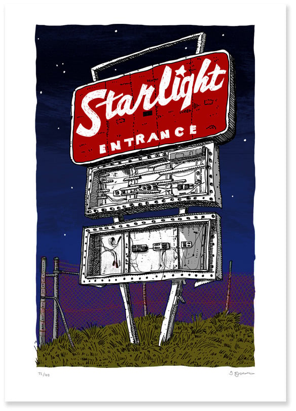 Starlight Drivein sign at Night Digital Print Newcastle Productions