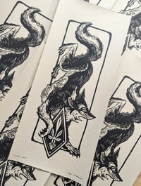 Image 5 of Lino print "LUNAR WOLF"