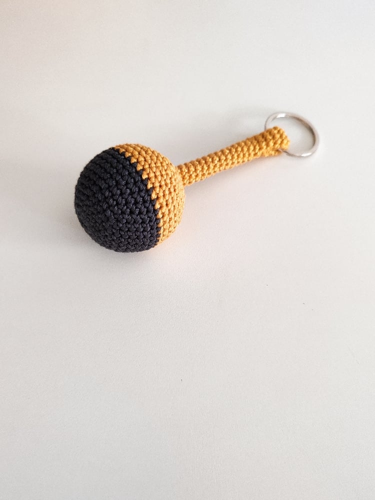 Image of Crochet Keychain in yellow and grey