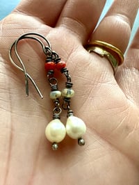 Image 4 of antique coral opal and pearl earrings