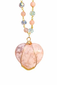 Flower Agate Heart Necklace
