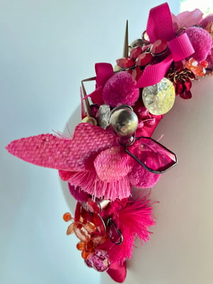 Image of Deep pink bejeweled headband. 