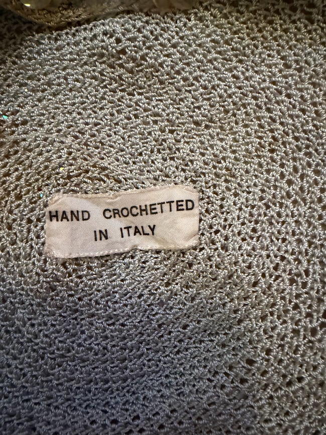 late 60s italian fine crochet slouch beret with paillettes