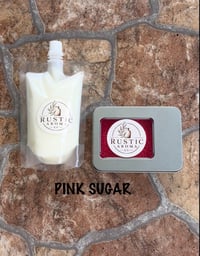 Pink sugar 6.5 oz squeezable wax melt & 4 oz car freshie tin gift set