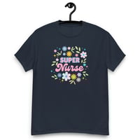 Image 3 of Unisex classic tee, Super Nurse Flower Power Tee