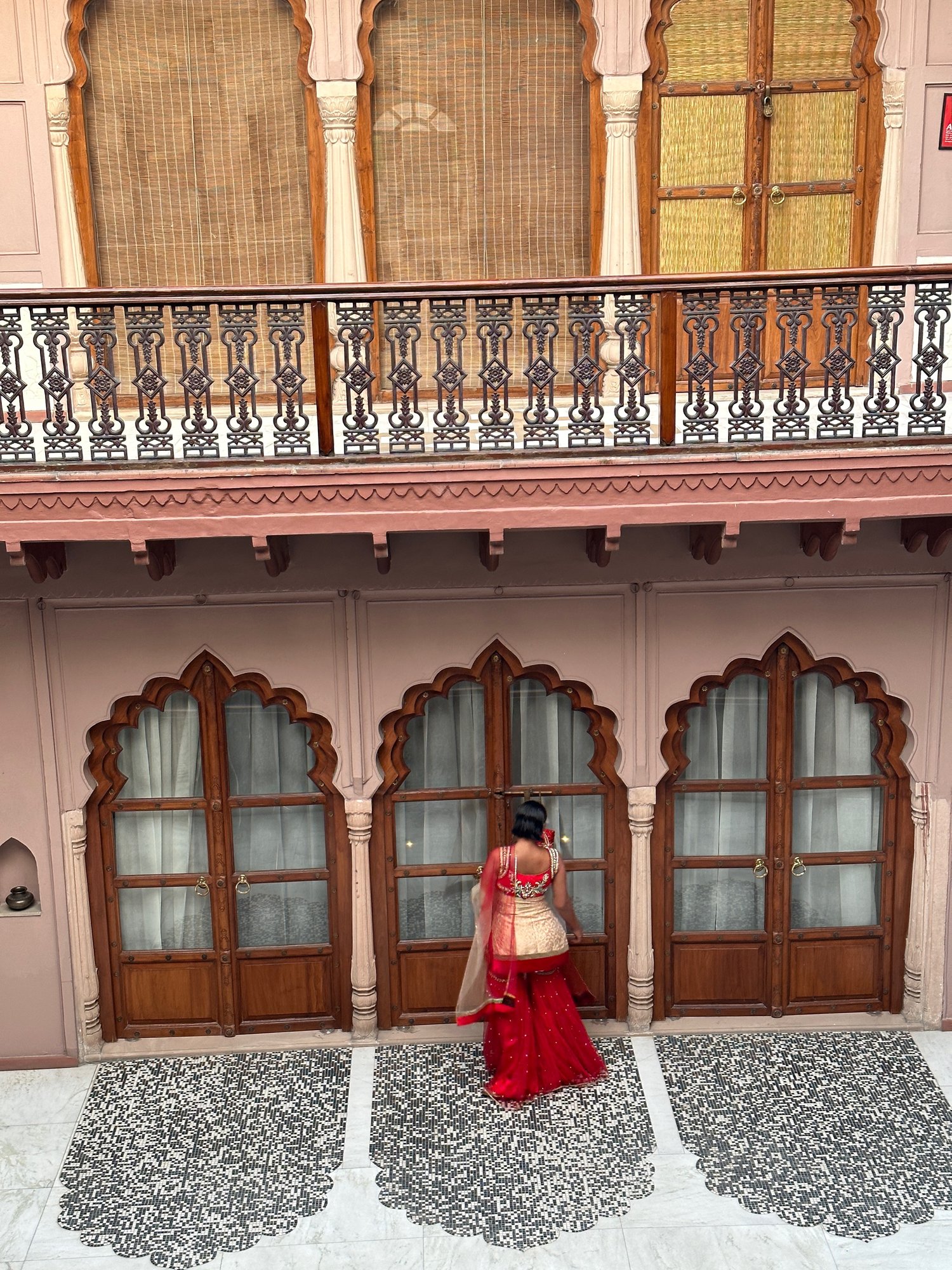 Image of RED/GOLD PALAZZO PANT SUIT WITH RHINESTONES