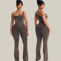Brown Washed Pants Set