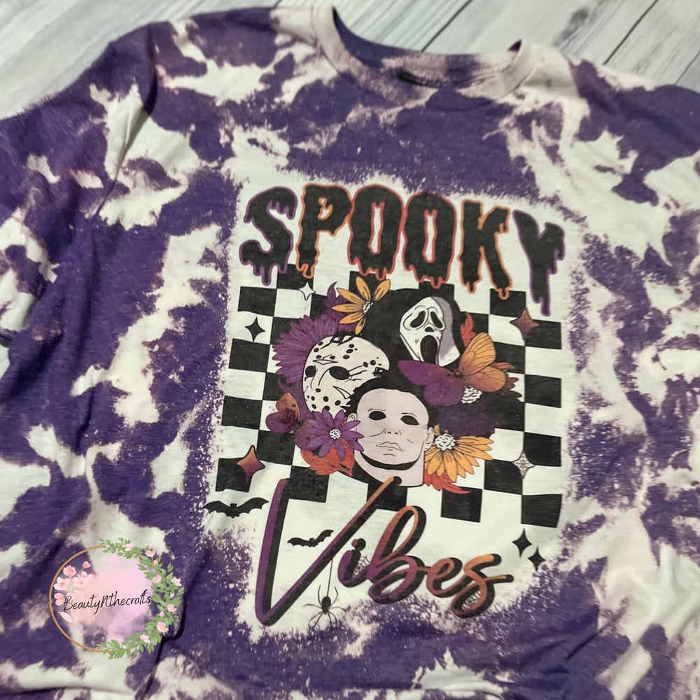 Image of Spooky Vibes Acid Wash Horror Tee