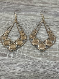 Image 4 of DIAMOND shape boho faux turquoise earrings 