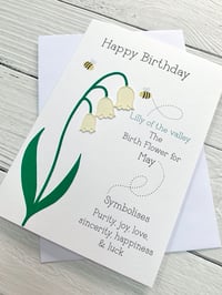 Image 2 of Handmade May Lilly of the Valley Birth Flower Card - Elegant Birthday Card for May Birthdays
