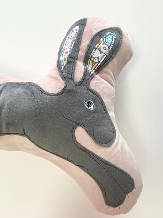 Raggy Roux Hare cushion 