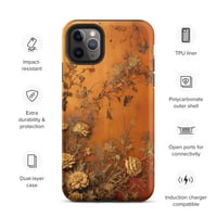 Image 7 of Baroque Goth Inspired Gold and Orange Textured Floral Look Tough Case for iPhone®