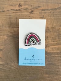 Image 1 of Make Something Enamel Pin (Pink and Green)