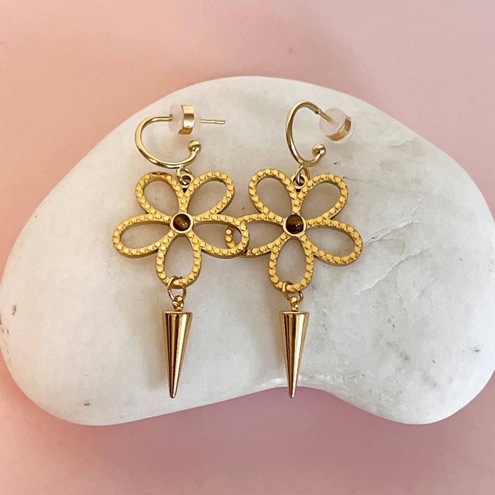 Image of Midi Flower and Spike Half Hoops