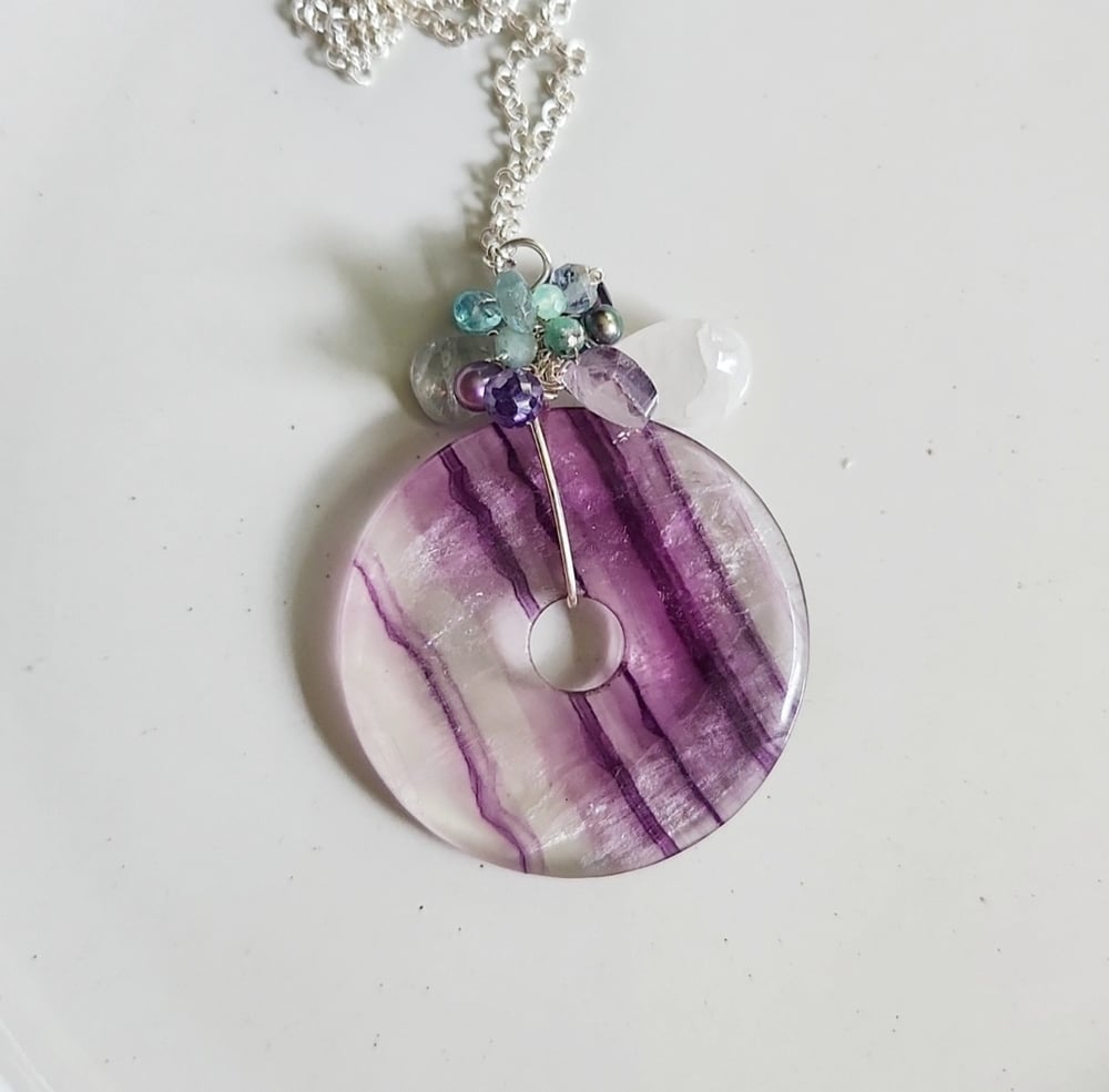 Image of Fluorite Donut Cluster Necklace 