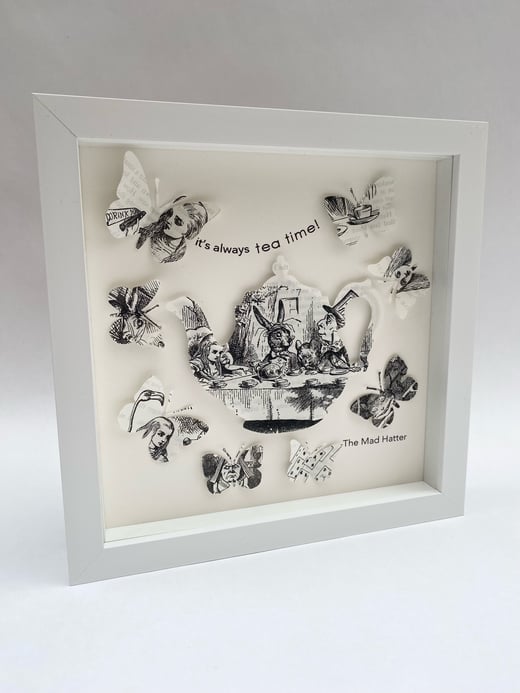 “It’s always tea time” Alice in Wonderland Original paper cut artwork 