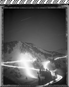 Image of Photograph of Alta's High Rustler Run at Night w/stars
