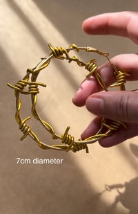 Image 2 of GOLD STAINLESS STEEL BARBED WIRE HOOPS