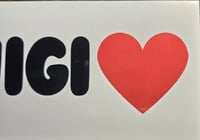 Image 4 of Free Luigi glossy white bumper sticker with chunky black text and heart