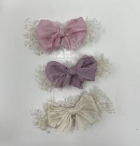 Image 4 of Bow headband, matching lovey pin and bonnet clip 