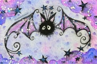 Image 2 of ‘Soot Bat & the Stars’ Original Painting ~ Framed