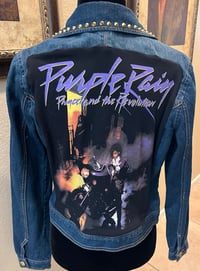 Image 1 of Vintage Blue Denim Jean Jacket Studs Prince Purple Rain