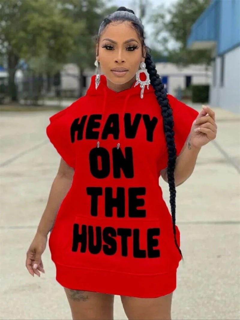 Image of Heavy on the hustle hooded dress