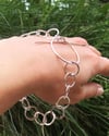 Gorgeous Silver Hammered Link Bracelet with T-Bar Clasp