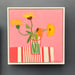 Image of Marigolds on Striped Tablecloth