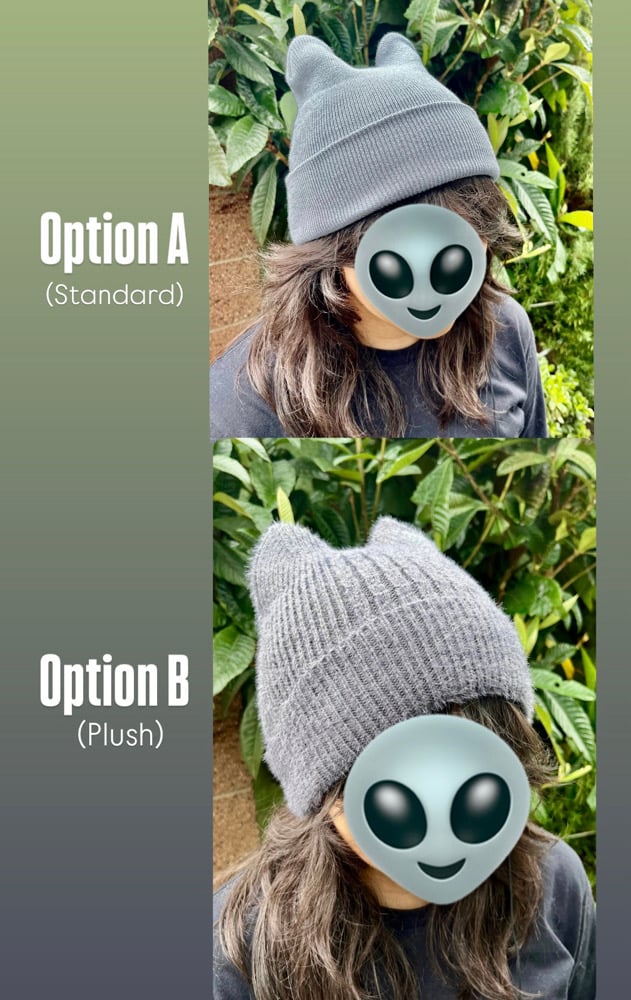 Image of Grey Cat Ear Beanie (Stretchy)