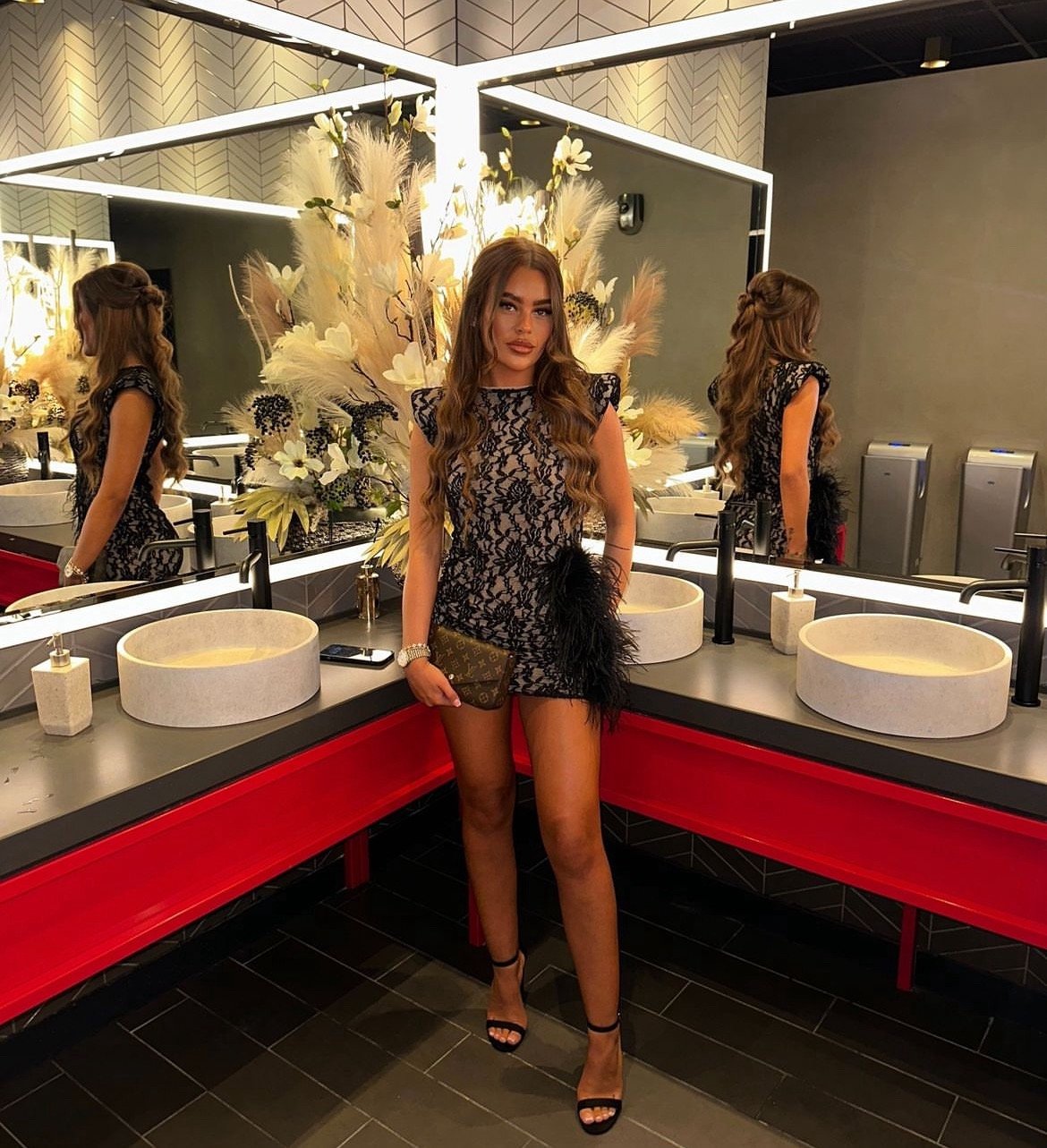 Image of Ari lace feather dress